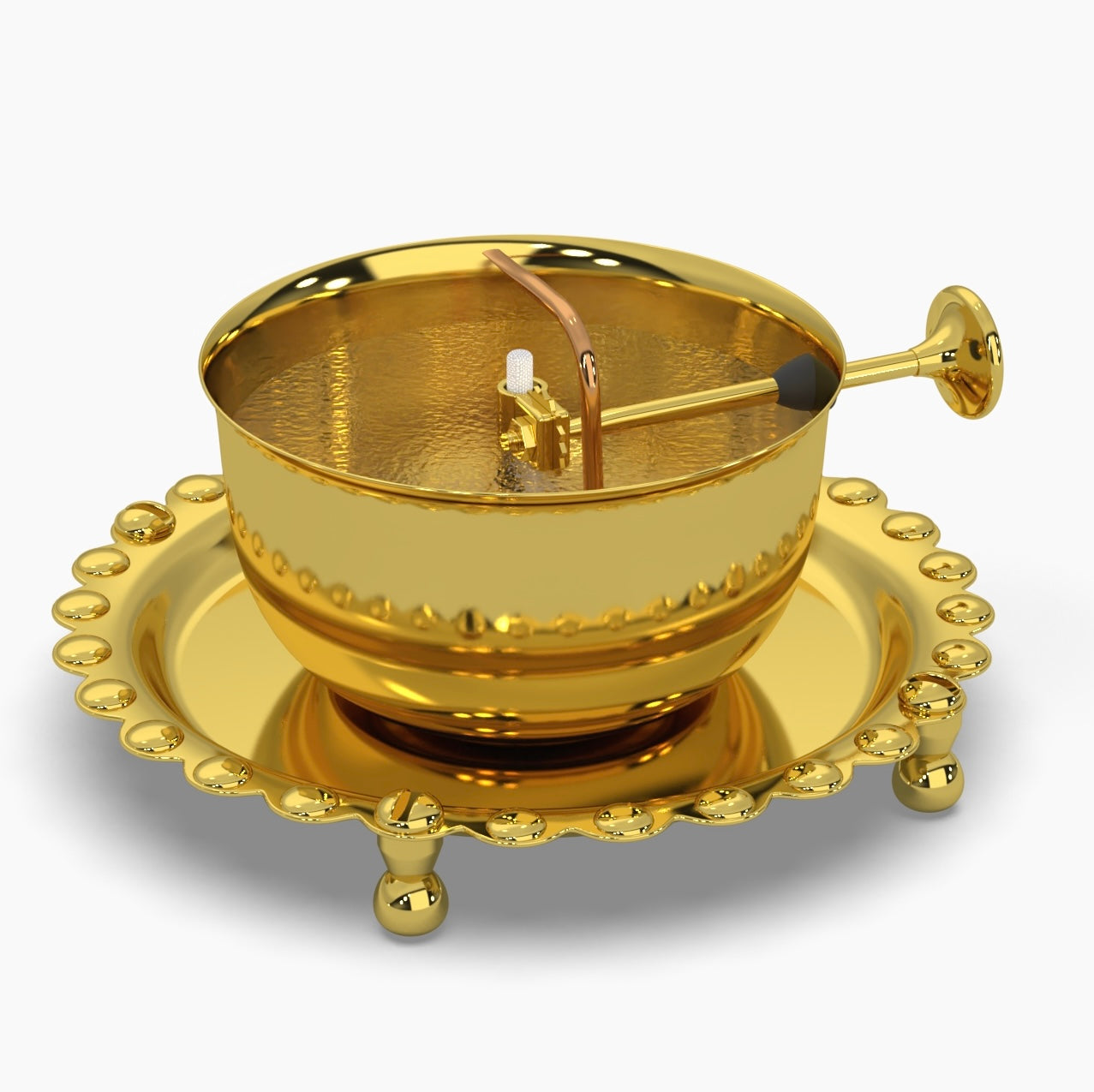 Golden Brass Akhand Diya Oil Lamp with Rotating Wick