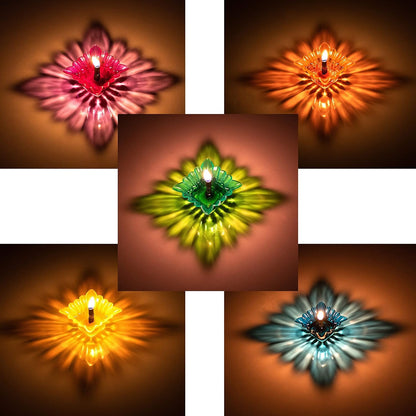 Colourful 3D Reflection Diya For Diwali (12 Pcs)