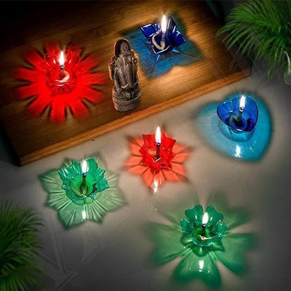 Colourful 3D Reflection Diya For Diwali (12 Pcs)
