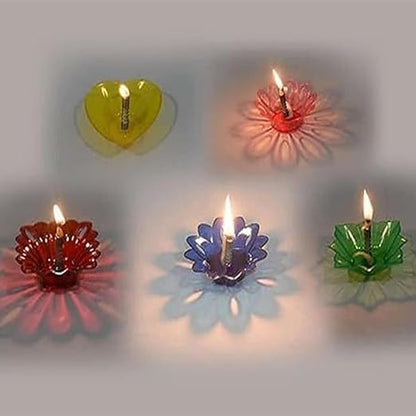 Colourful 3D Reflection Diya For Diwali (12 Pcs)