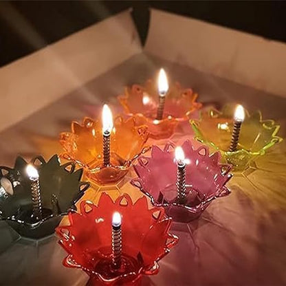 Colourful 3D Reflection Diya For Diwali (12 Pcs)