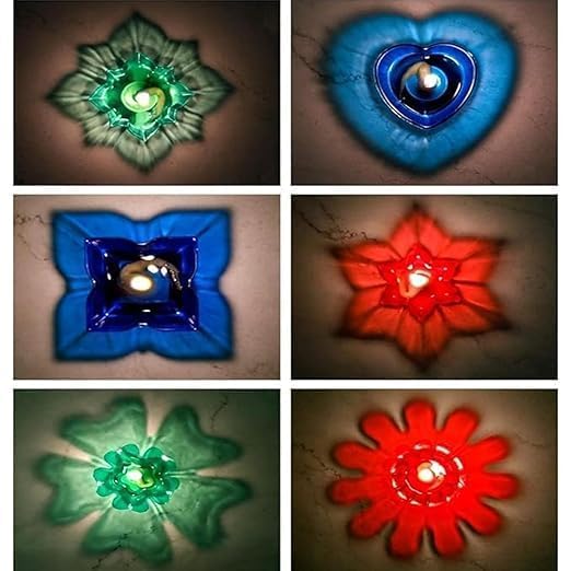 Colourful 3D Reflection Diya For Diwali (12 Pcs)
