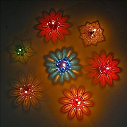Colourful 3D Reflection Diya For Diwali (12 Pcs)