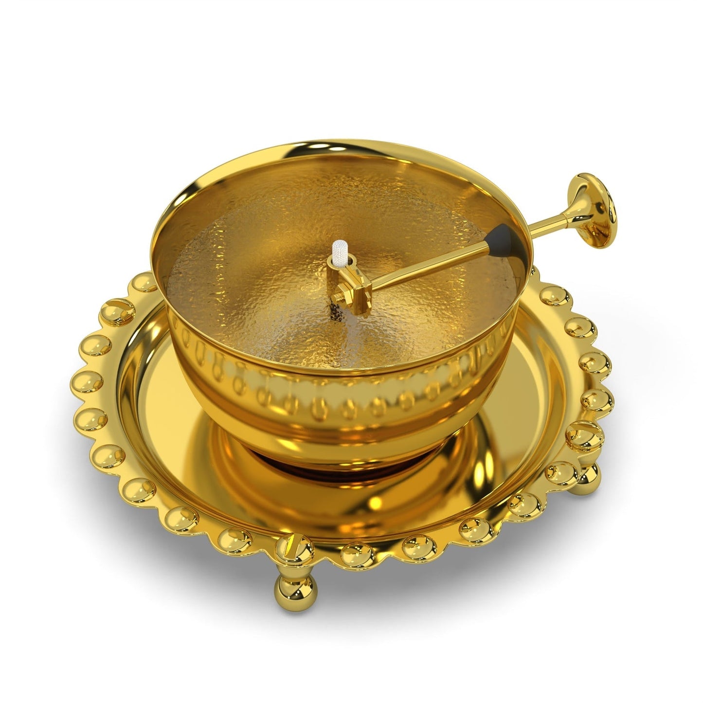 Golden Brass Akhand Diya Oil Lamp with Rotating Wick